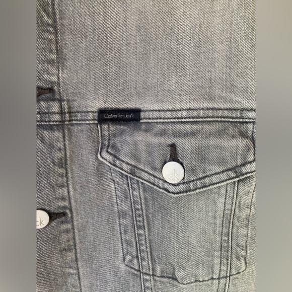 Calvin Klein Jeans 90s Y2K Grey Button Front Denim Jacket Men’s Small - Picture 6 of 8